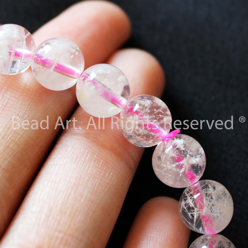 Đá T.A Ưu Linh Hoa Tuyết Trắng 8MM, Kim, Thuỷ, Phối Vòng Tay Phong Thuỷ, Chuỗi Hạt, Trang Sức  S43