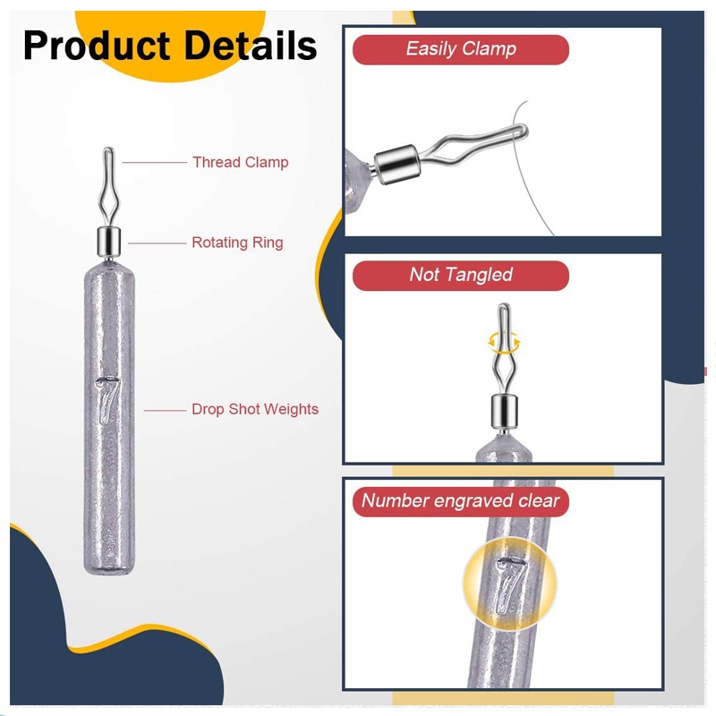 Set 5 Chì Câu Cá Trọng Lượng 3.5g 5g 7g 10g 20g