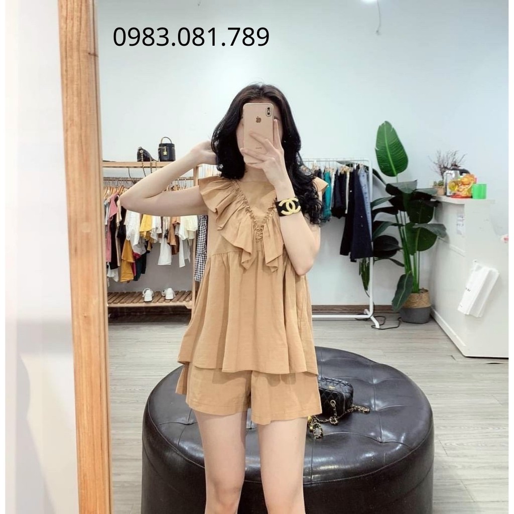 Sét Bộ Đũi Phối Bèo  Dáng Badydol Kèm Quần Sooc Cạp Chun [ Ảnh Thật ]