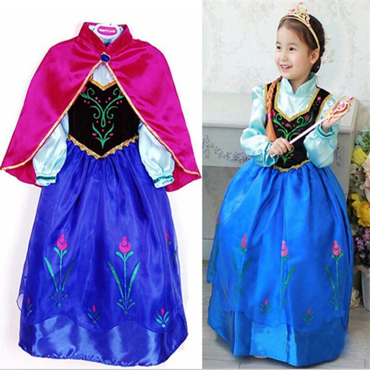 Girls Cartoon Frozen Dress Set Cloak Princess Dress Halloween Performance Costume