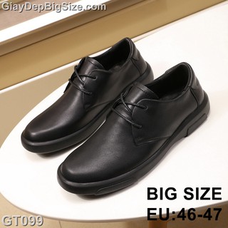 Giày da công sở, giày tây đầu tròn big size cỡ lớn EU:46-47 cho nam chân u bè