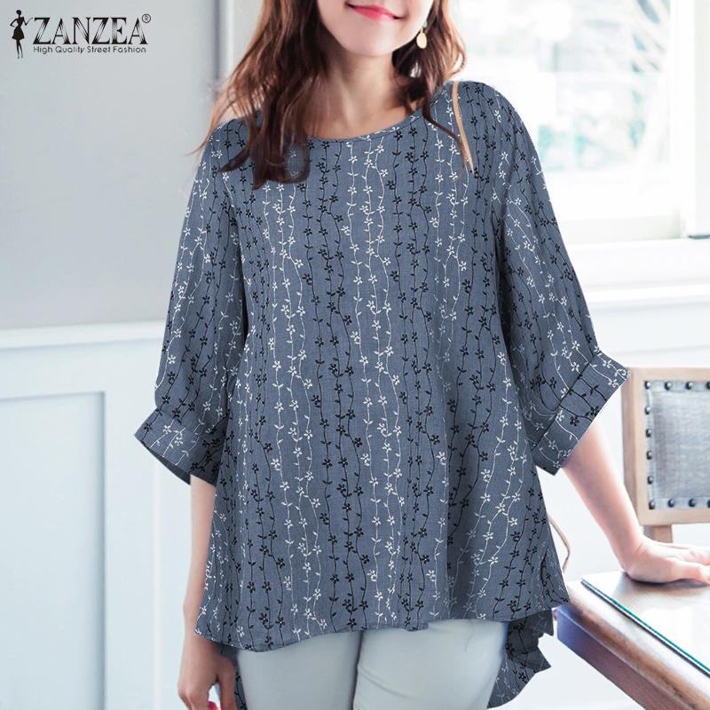 ZANZEA Áo Nữ Tay Lỡ 3 / 4 In Hoa Thời Trang