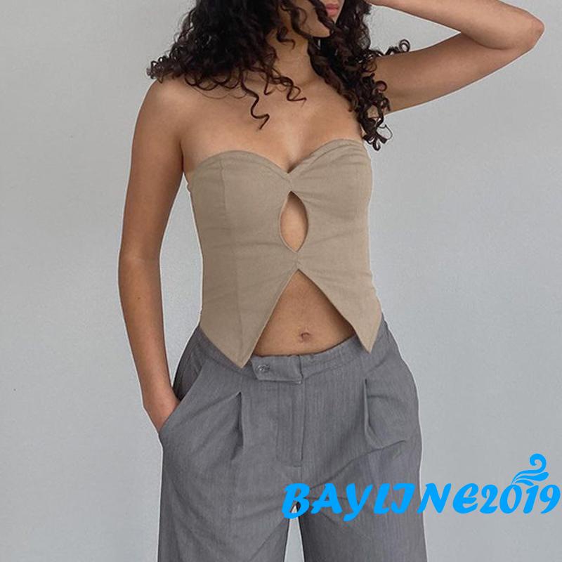 Áo Croptop Hai Dây Cổ Chữ V Màu Sắc Trơn Quyến Rũ Dành Cho Nữ