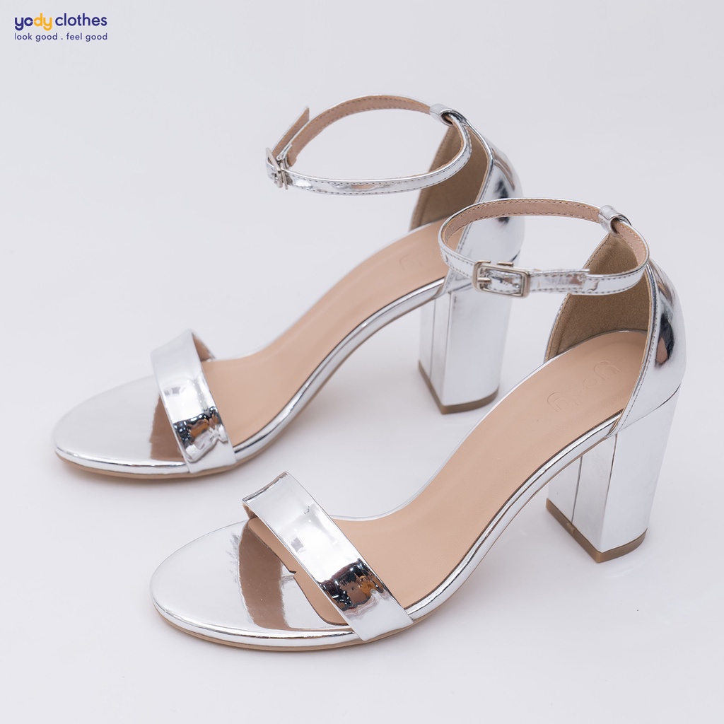 Giày sandal cao gót YODY đế vuông 7cm quai ngang GIN4004