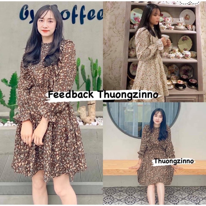 [Ảnh thật/Video]Váy hoa vạt bèo kiểu mới Váy hoa nhí vintage Hàn Quốc