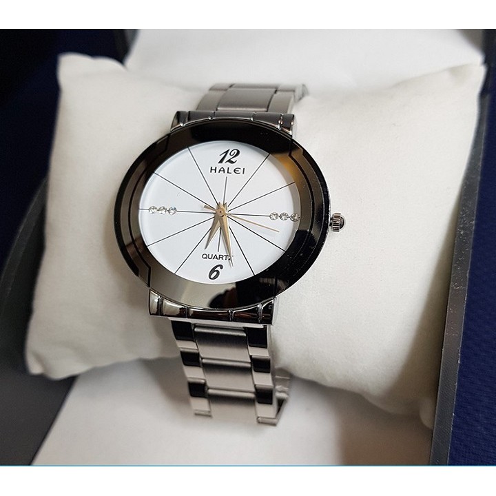 Đồng hồ Nam Nữ HALEI 457 dây bạc cao cấp dành cho các cặp tình nhân