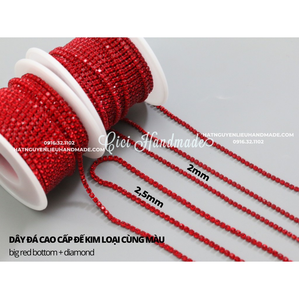 Túi 3m Dây đá cao cấp đế kim loại cùng màu size 2mm 2.5mm đỏ, đen - link 2/2 Cici Handmade hạt cườm nguyên liệu DIY