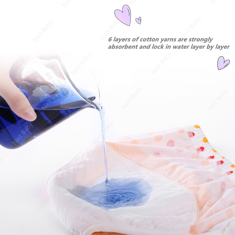 4 miếng / nhóm Tã vải thoáng khí Quần Bỏ Bỉm Quần đóng bỉm bằng vải cotton thoáng khí cao cấp chống hăm có thể giặt lại cho bé 0-18kg(size 90/100/110)