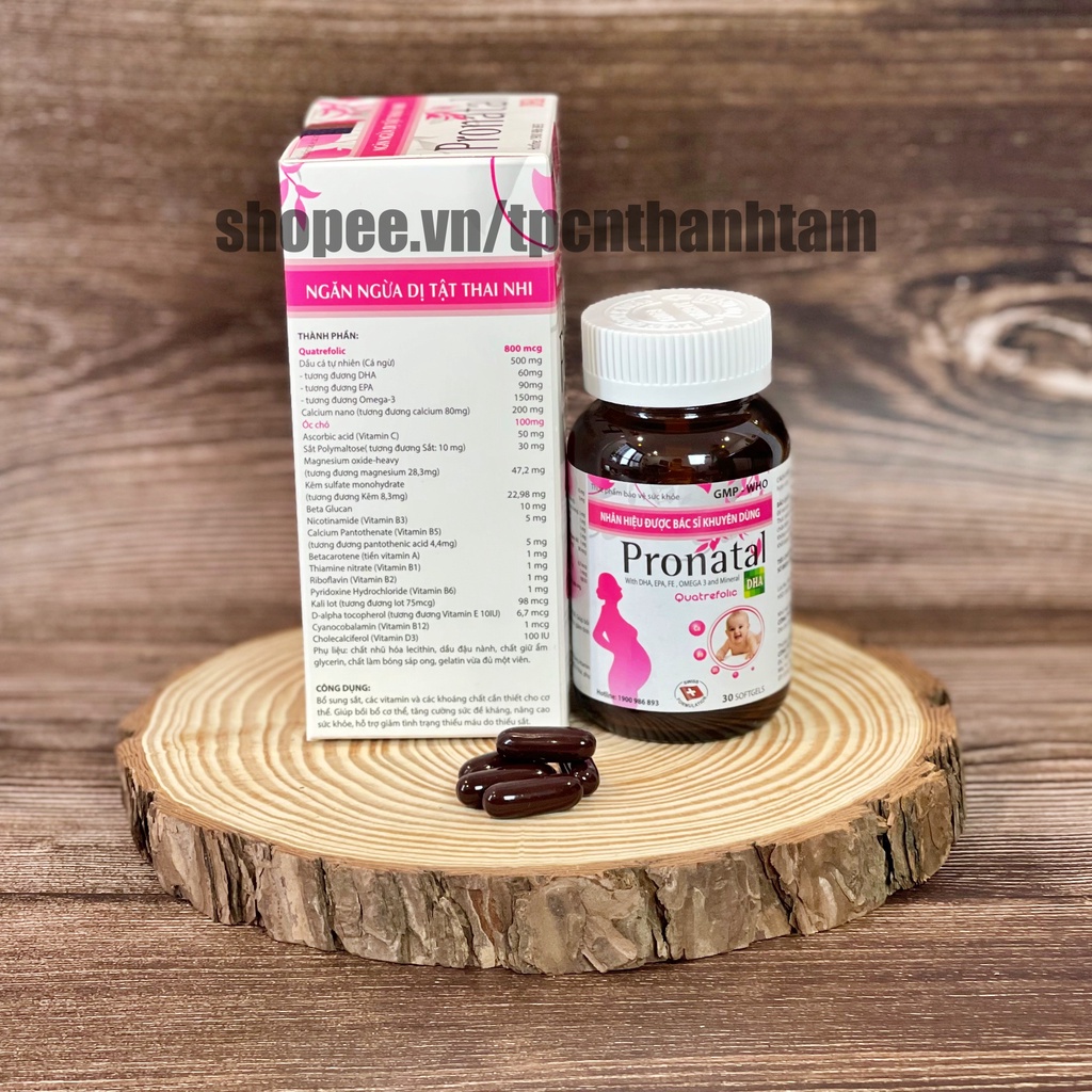 Viên uống bổ bà bầu PRONATAL bổ sung DHA và các vitamin thiết yếu cho mẹ bầu – Chai 30 viên