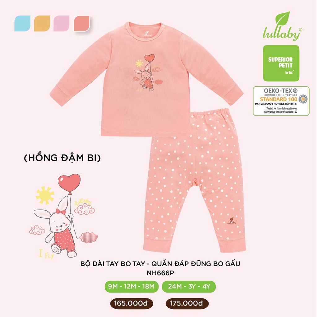 Bộ QA Lullaby Cài Vai Dài Tay Vải Petit Cho Bé Trai/Gái  [NH666P]