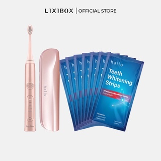 Combo Bàn Chải Điện Halio Toothbrush PRO Rose Và Set 7 Miếng Dán Trắng Răng