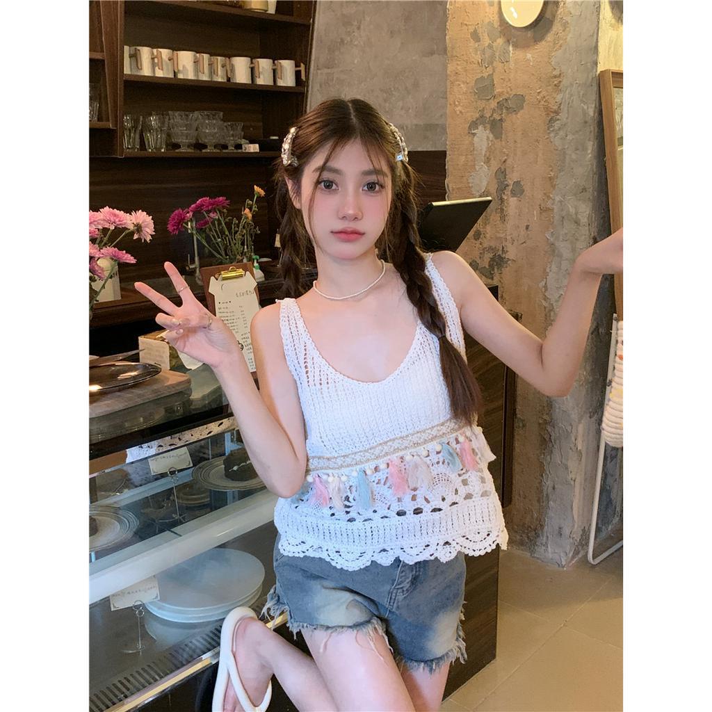 Lalisas Áo Dệt Kim Không Tay Khoét Rỗng Phong Cách Bohemian Cổ Điển Thời Trang Dành Cho Nữ