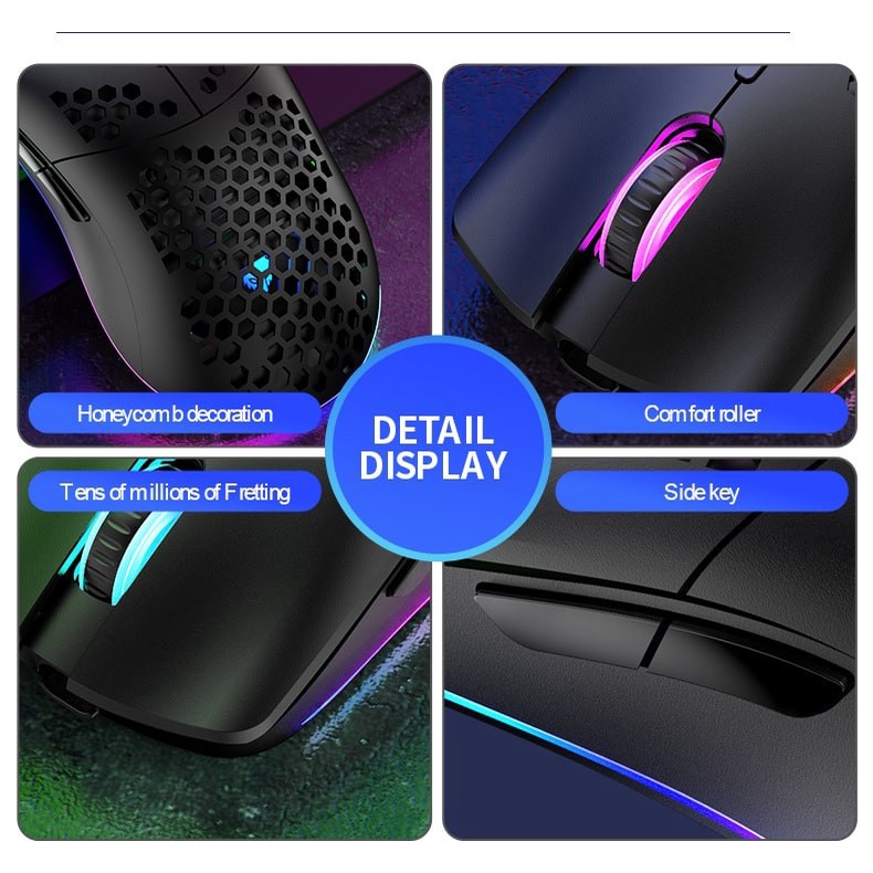 Chuột GAMING không dây 2.4GHz XYH80 Đèn LED RGB, DPI 3200