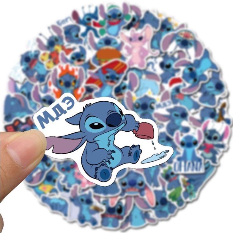 Bộ 100 sticker Stitch nhật siêu cute dùng để trang trí điện thoại di động/ván trượt/vali không để lại dấu keo