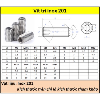 Vít trí inox 201 M12