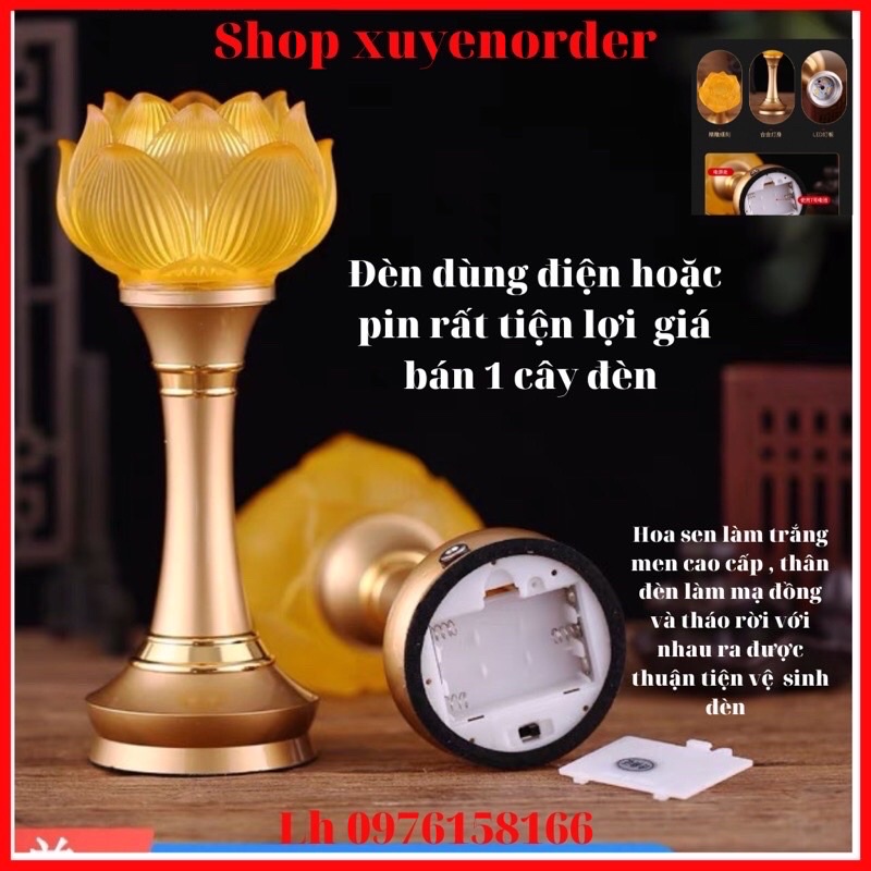 Cây Đèn Led Hoa Sen Trang Trí bàn Thờ Vừa dùng bằng điện vừa dùng pin rất tiện lợi +Ảnh Thật