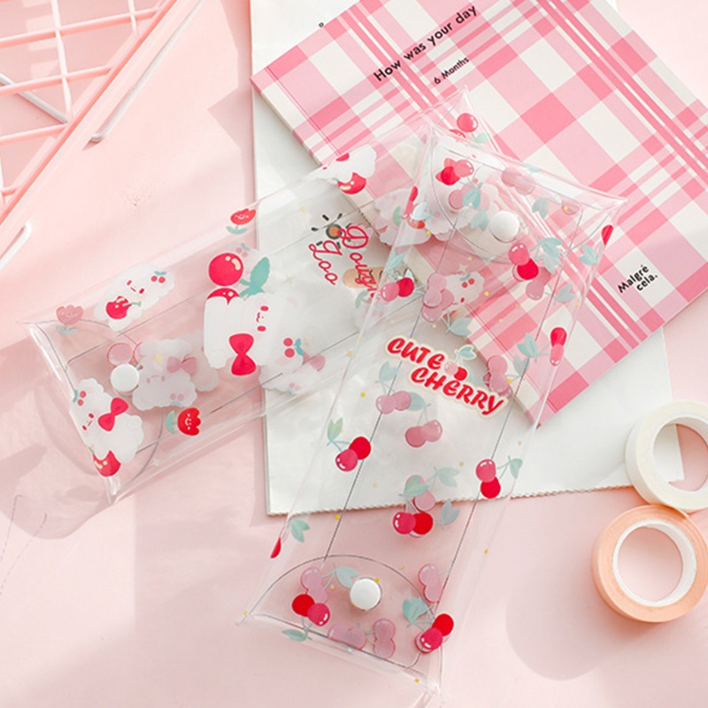 Seng Túi Đựng Bút Chì Đa Năng In Hình Gấu Cherry Hoạt Hình Cao Cấp