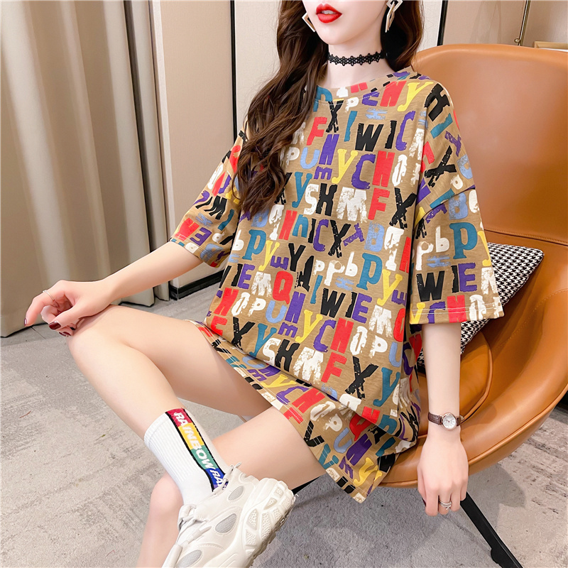 2021 new summer short-sleeved T-shirt women clothes plus size loose top trend