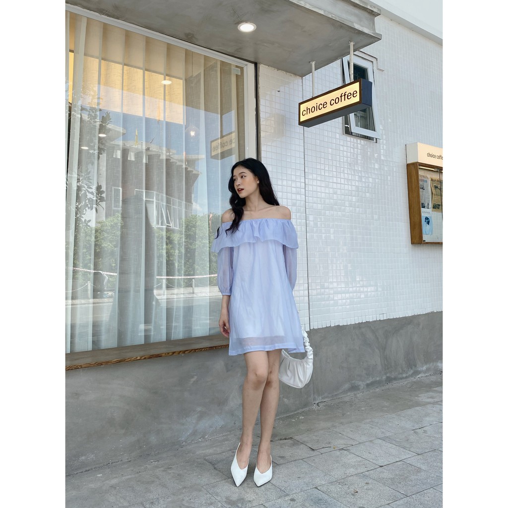 YU CHERRY | Đầm trễ vai organza có tay lửng Zoey Dress YD144