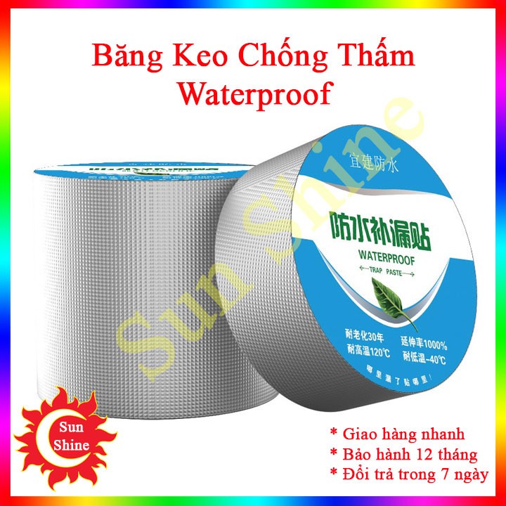 Băng keo siêu dính chống thấm chịu nhiệt đa năng dán các vết nứt cho tường, trần nhà, mái tôn, ống nước, bể nước, phao