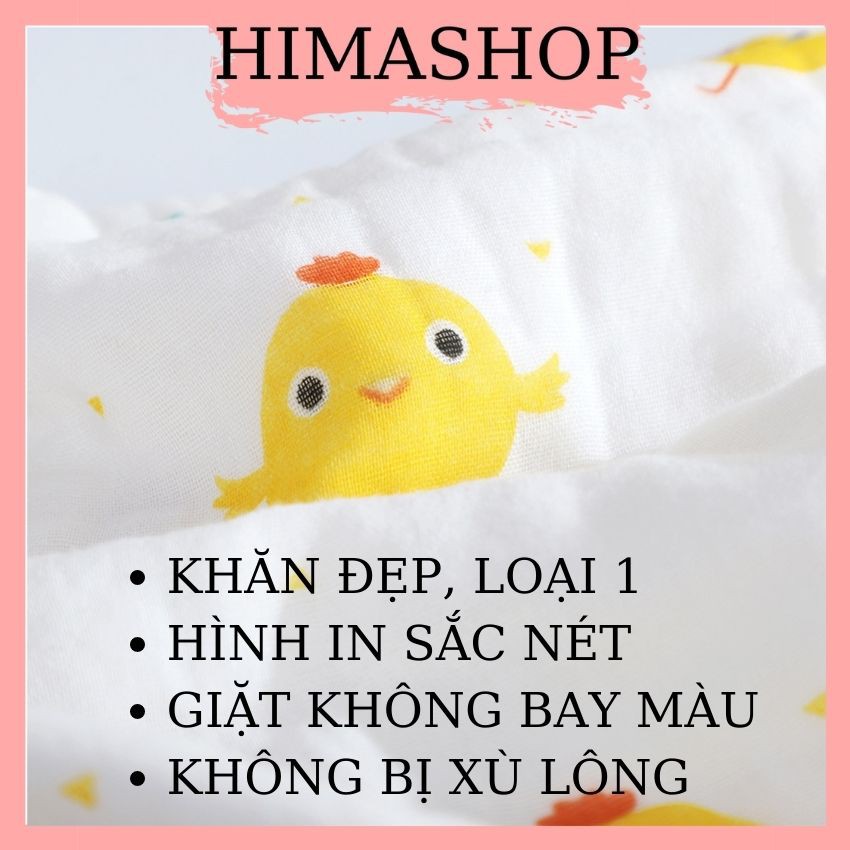 Khăn Sữa Xô Cho Bé HIMASHOP H005 Loại Dày 6 Lớp Siêu Mềm Không Xù Sợi Vải