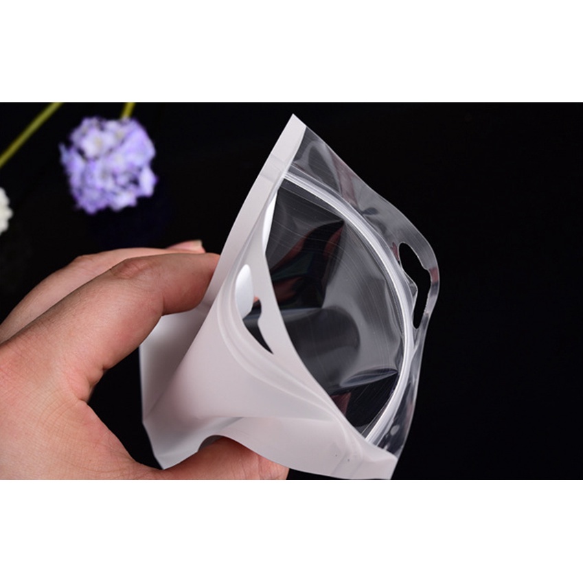 Combo 10 túi zip trắng 1 mặt trong kích thước 10cm x 12cm