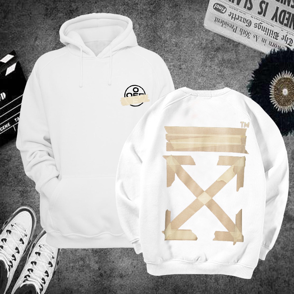 Áo hoodie sweater nỉ off white băng dính unisex form rộng freeship toàn quốc M109 | BigBuy360 - bigbuy360.vn