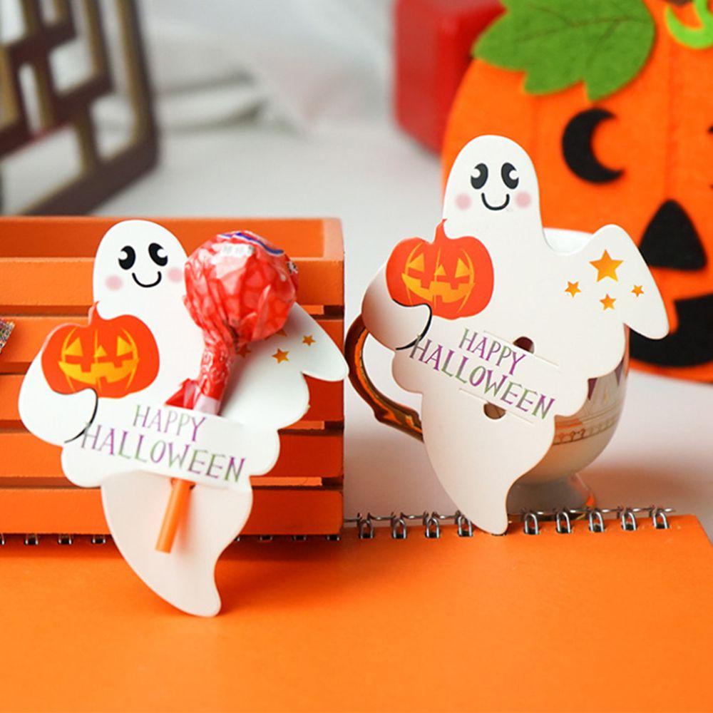 Set 50 / 100 Thẻ Giấy In Hình Ma / Bí Ngô Trang Trí Bánh Kẹo DIY