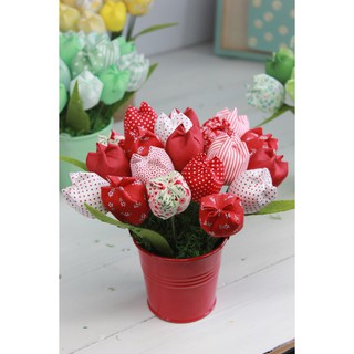 Chậu Hoa TuLip vải Handmade