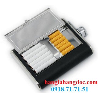 Bình inox bọc da 2 in1: đựng rượu & đựng thuốc lá 5oz (150ml)