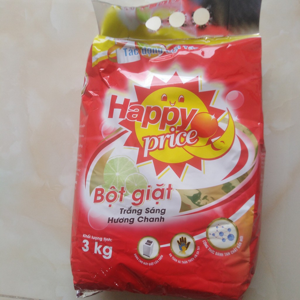 BỘT GIẶT HAPPY PRICE TRẮNG SÁNG HƯƠNG CHANH 3KG