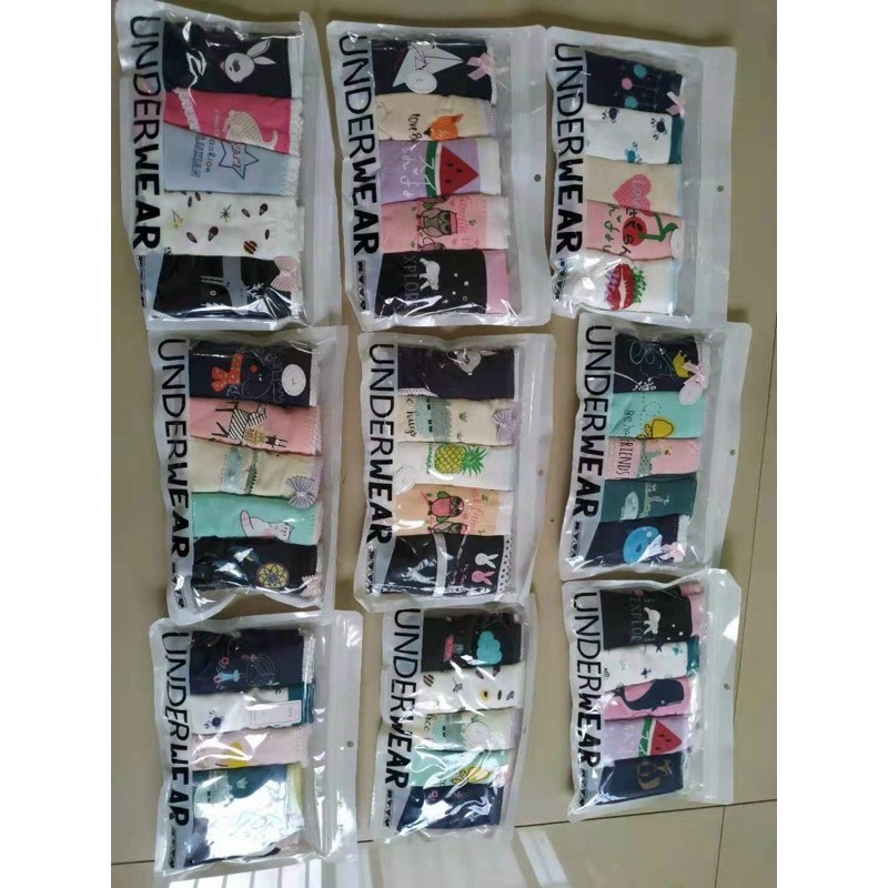 Sét 5 quần lót cotton dễ thương có túi zip