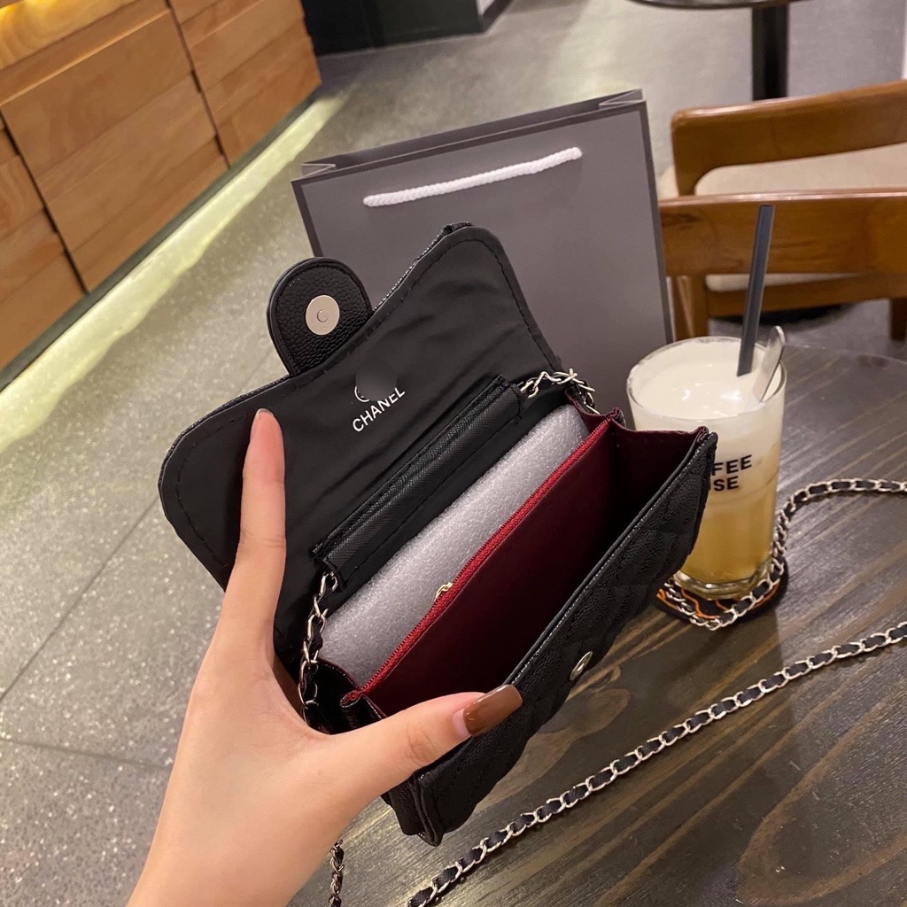 Túi Ví Nữ Đeo Chéo Da Sần Size 17cm Đựng Vừa Điện Thoại