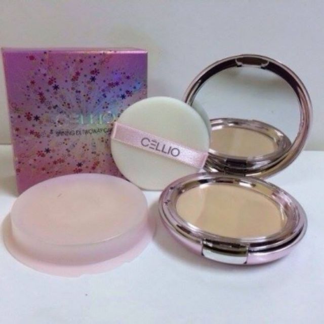 Phấn Phủ Siêu Mịn Dành Cho Da Dầu Cellio Shining Ex Twoway Cake 12g # 13 Nude Beige