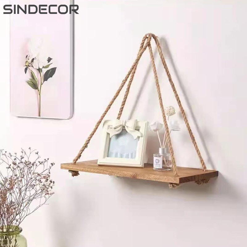 KỆ GỖ TREO TƯỜNG DÂY THỪNG SINDECOR_PHONG CÁCH VINTAGE