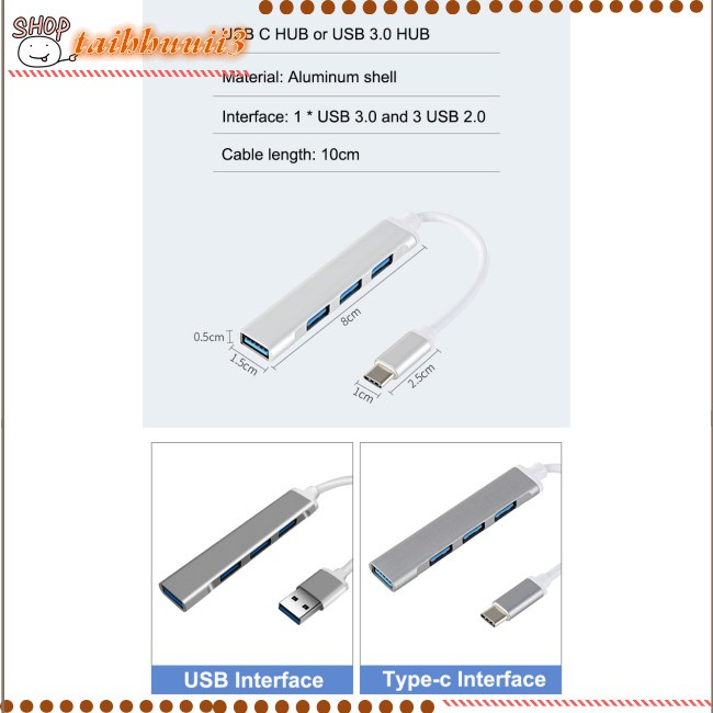 Sản phẩm mới bán chạy nhất Usb C Hub 3.0 Type C 4-port Multi Splitter Adapter Otg Computer Accessories