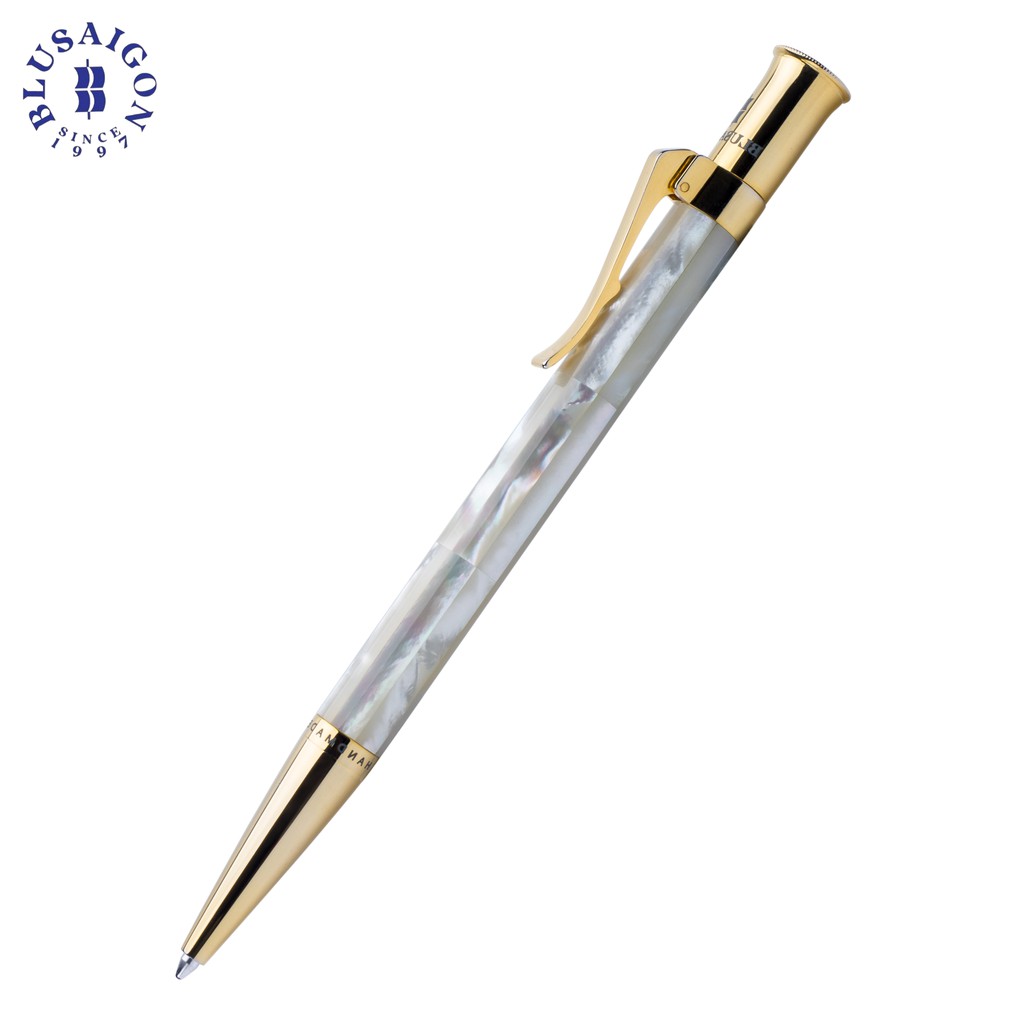 Bút Ký Cao Cấp BLUSAIGON Visionary Khảm Trai Trắng Bắc Úc 003001002 - Khoen Vàng