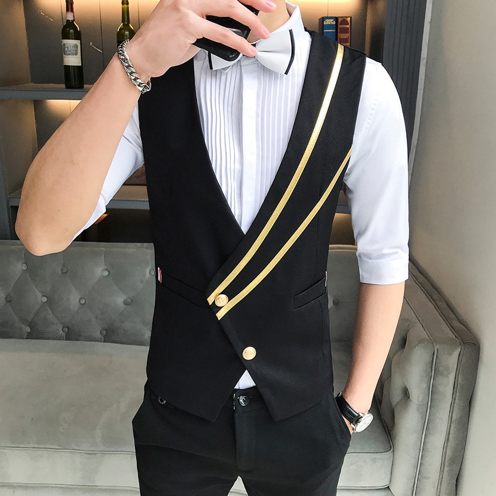 Áo Gile nam, Áo Gile vạt chéo chất vải Tuytsi tôn Form, đứng dang, không phai màu, không nhăn mã H54 .