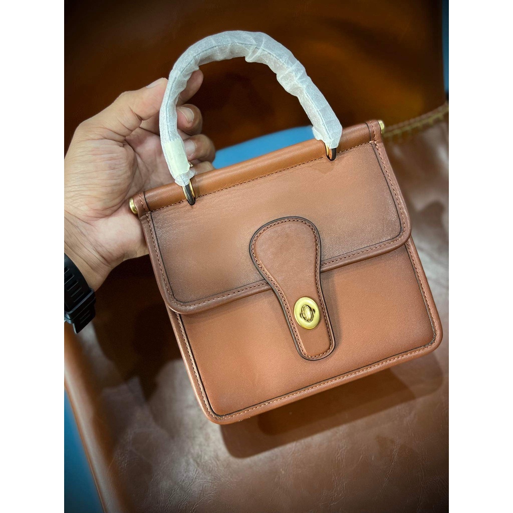 Túi Xách Tay Cho Nữ - Coach -Willis Top Handle 18, Màu Nâu Tây Thời Trang,Hàng Hiệu Chính Hãng Thật 100%