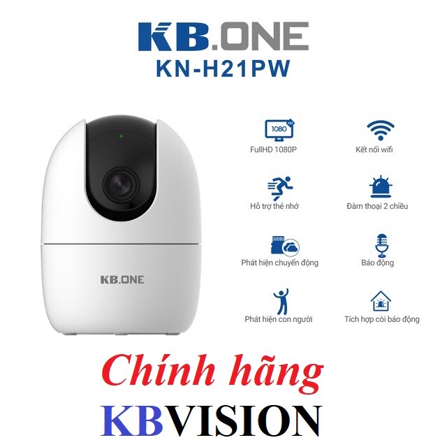 KBVision chính hãng, Camera IP Wifi KBONE KN-H21P 1080p xem, giám sát từ xa qua điện thoại, máy tính