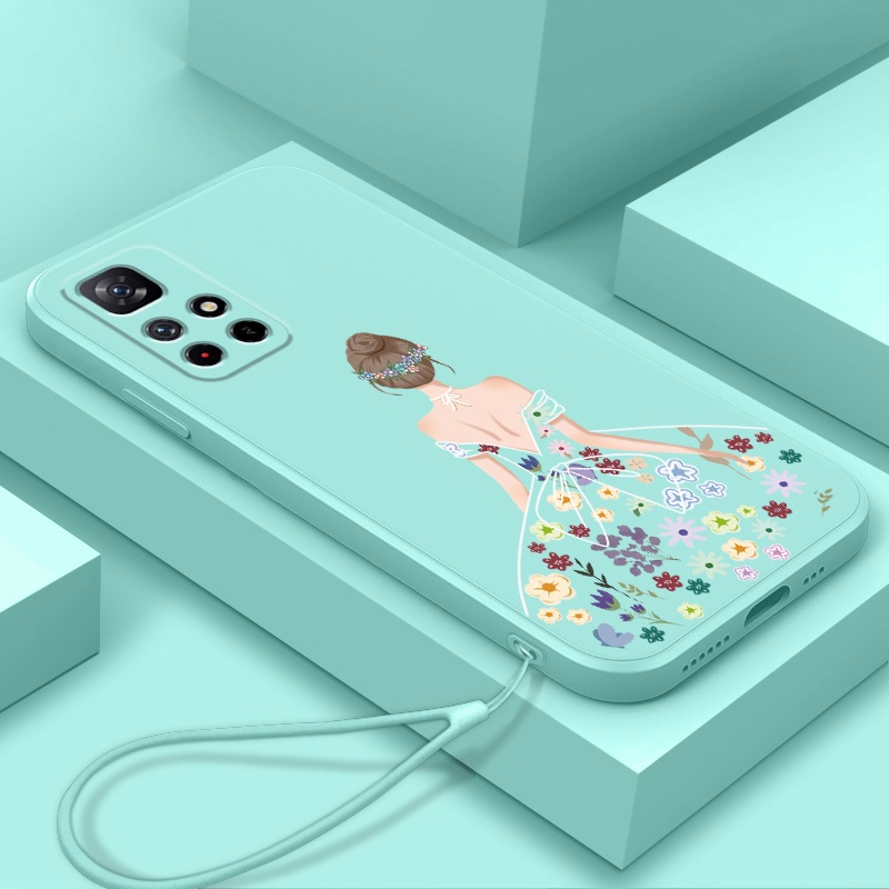Ốp Điện Thoại TPU Silicon Mềm Họa Tiết Hoa Xinh Xắn Có Dây Đeo Cho Redmi 10 Redmi 9 Redmi 8 Redmi 7