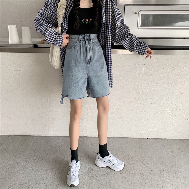 Quần short jean nữ ulzzang Yinxx, quần sọc jean rách phong cách Hàn Quốc QSJ02