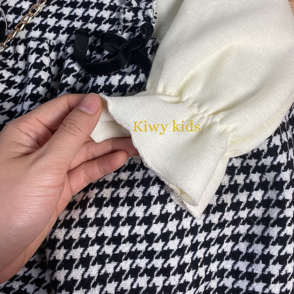 Váy dạ cho bé gái  KIWY KIDS dáng xòe dài tay chất liệu tweed kids17 cho bé gái từ 1 đến 4 tuổi