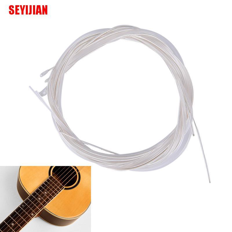 (SEY) 6Pcs Guitar Strings Nylon Silver Plating Set Super Light For Acoustic Guitar