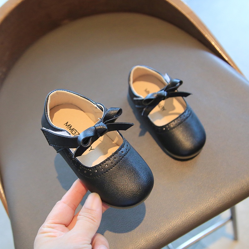 Giày búp bê da đế mềm đính nơ xinh xắn cho bé gái 1-8 tuổi