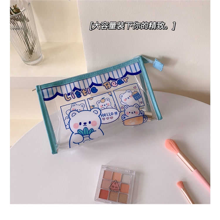 Túi đựng bút trong suốt, túi bút hoạt hình dễ thương, túi đựng đồ dùng cá nhân