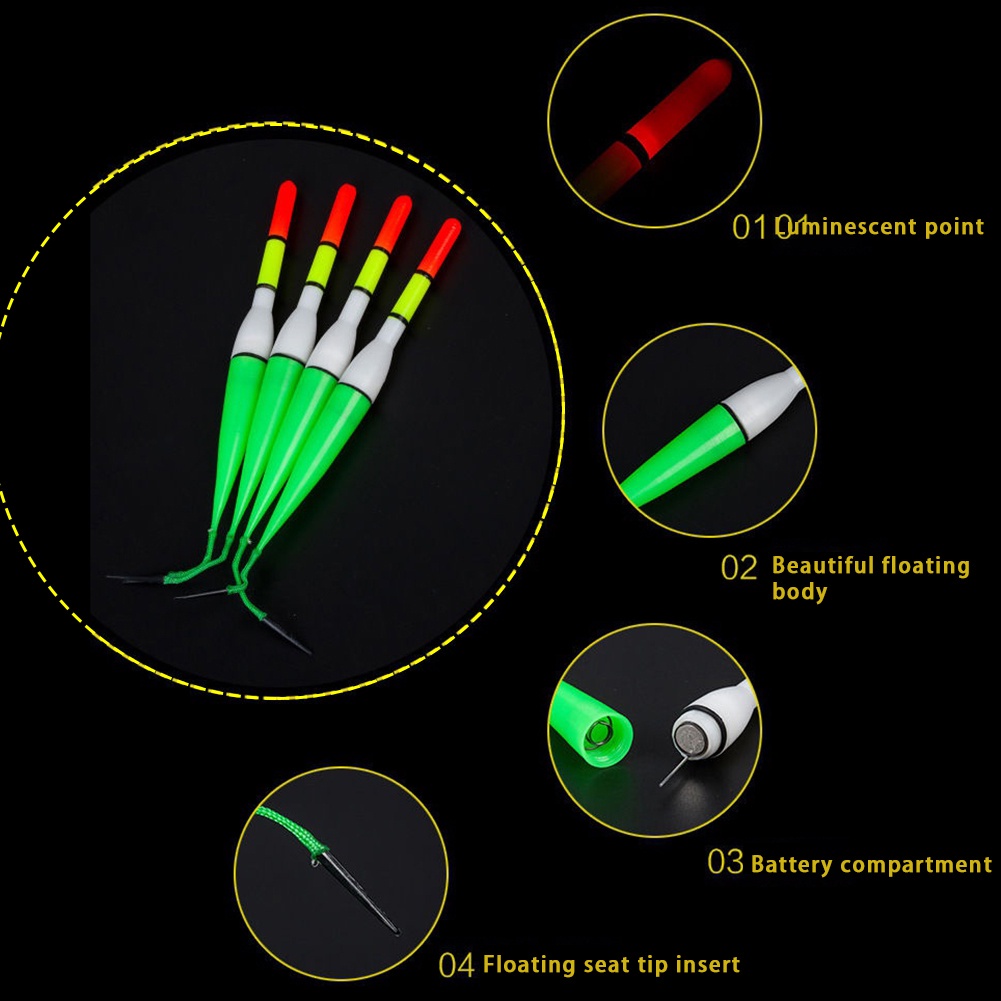Phao Câu Cá Bằng Nhựa Có Đèn Led Phát Sáng Dùng Pin