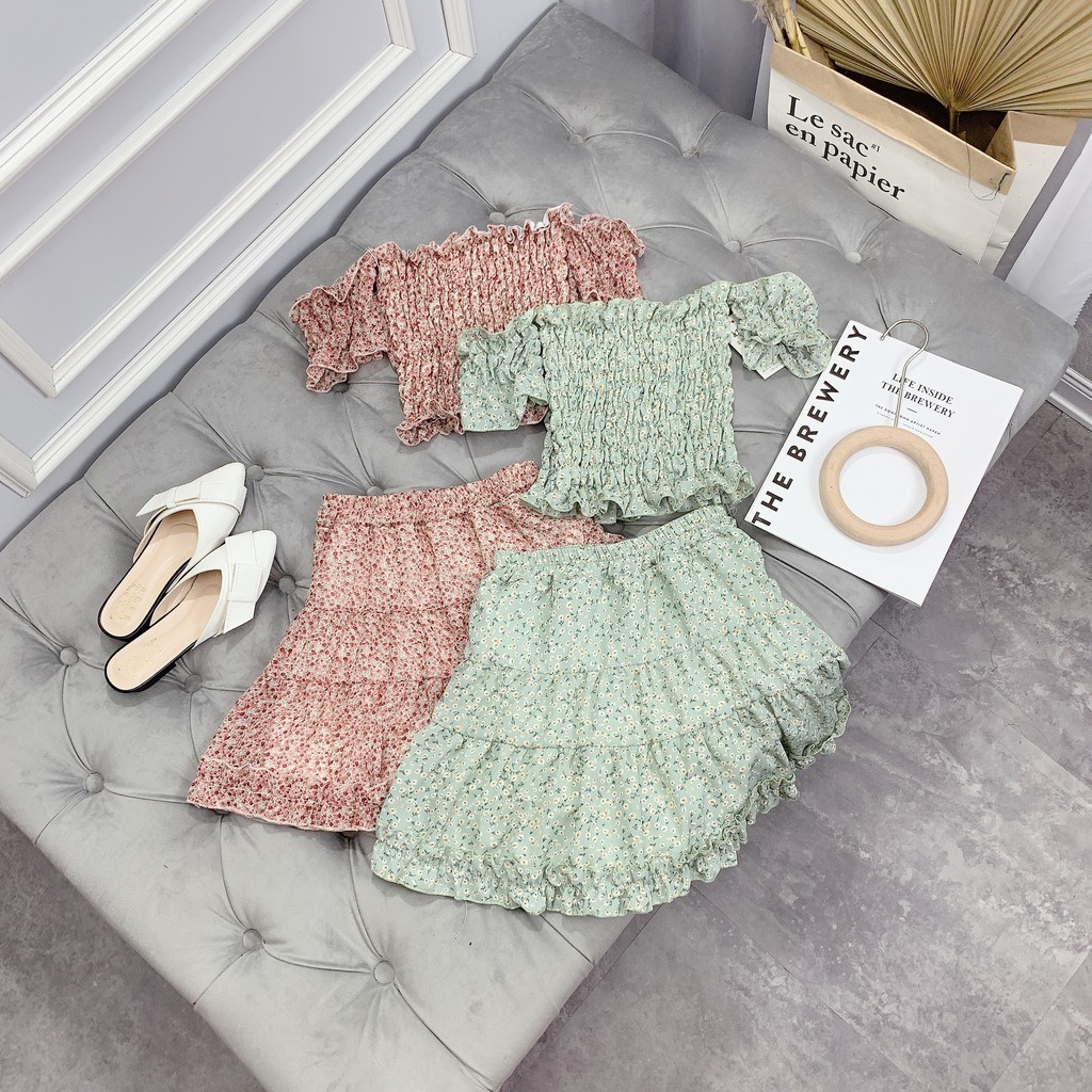Set Trễ Vai Chun Ngực Chân Váy Cực Xinh | BigBuy360 - bigbuy360.vn