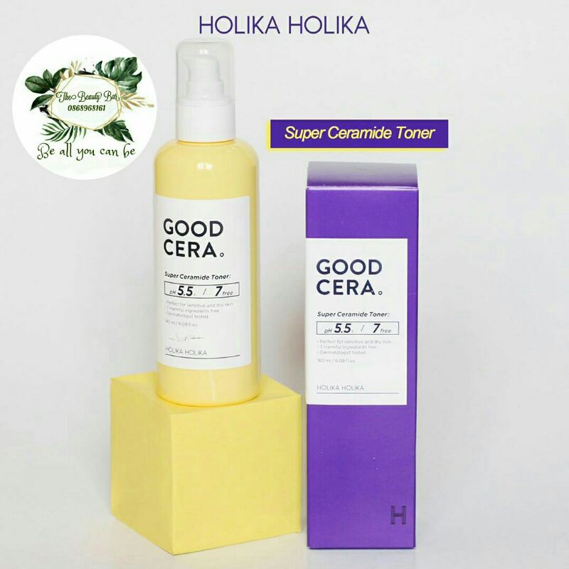 Nước hoa hồng Holika Holika Good Cera Super Ceramide Toner 180ml dành cho da khô, da thường, nhạy cảm nhập khẩu Hàn Quốc