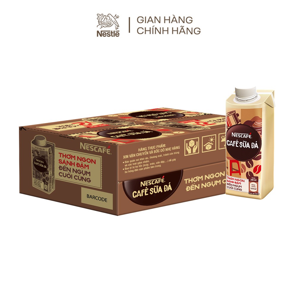 Thùng 24 hộp cà phê uống liền Nescafé cà phê sữa đá (hộp 200ml)